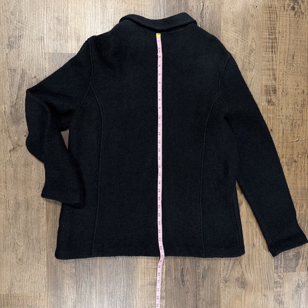 JM Collection Black Women's Large 100% Wool Embroidered Cardigan Sweater - Picture 8 of 9